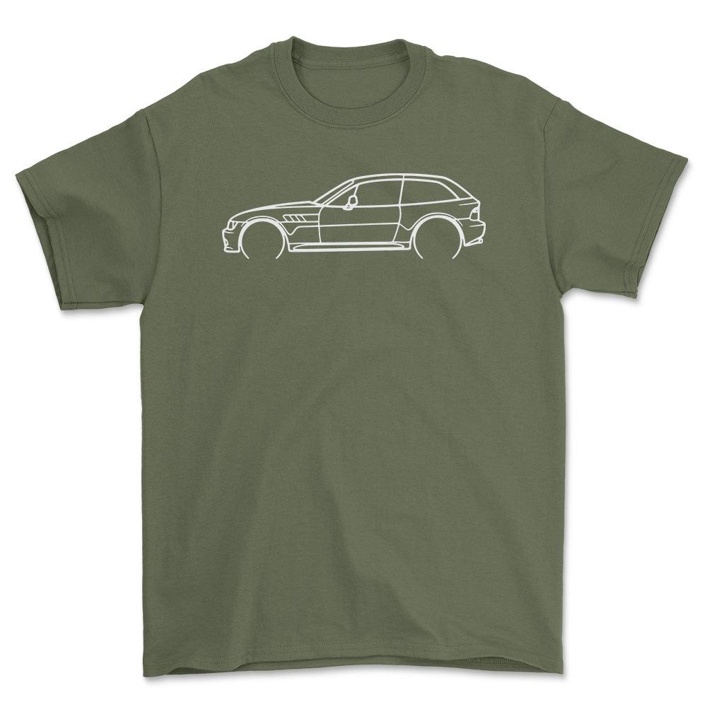 BMW Z3 Coupe Outline - Unisex T-Shirt , Bomuld-Beklædning-BMW-Grøn Militær-S-Forside-Garage Culture Shop- garage - man cave - merchandise