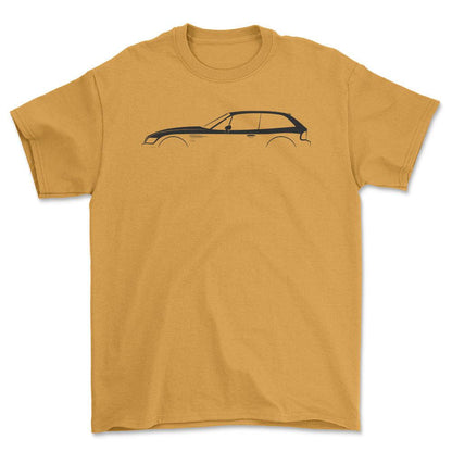 BMW Z3 M Coupe Silhuet - Unisex T-Shirt , Bomuld-Beklædning-BMW-Guld-S-Forside-Garage Culture Shop- garage - man cave - merchandise