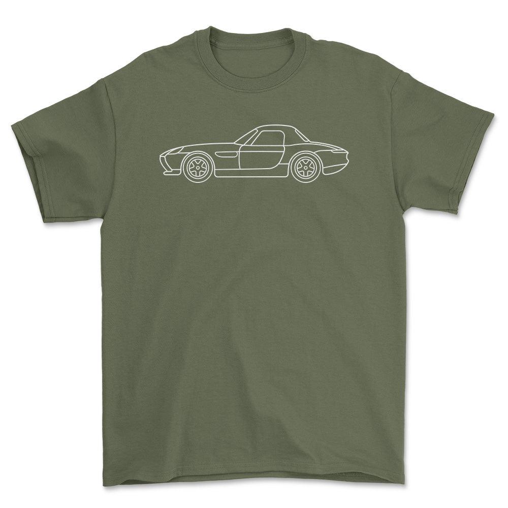 BMW Z8 Roadster E52 Outline - Unisex T-Shirt , Bomuld-Beklædning-BMW-Grøn Militær-S-Forside-Garage Culture Shop- garage - man cave - merchandise