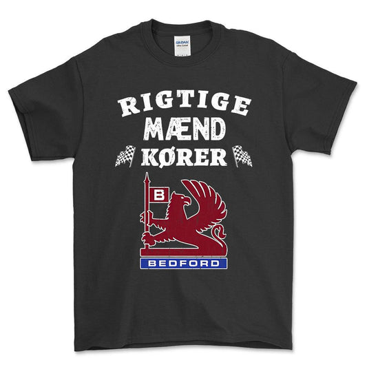 Bedford Rigtige Mænd Kører Unisex T-Shirt , Bomuld-Beklædning-Bedford-Sort-S-Forside-Garage Culture Shop- garage - man cave - merchandise