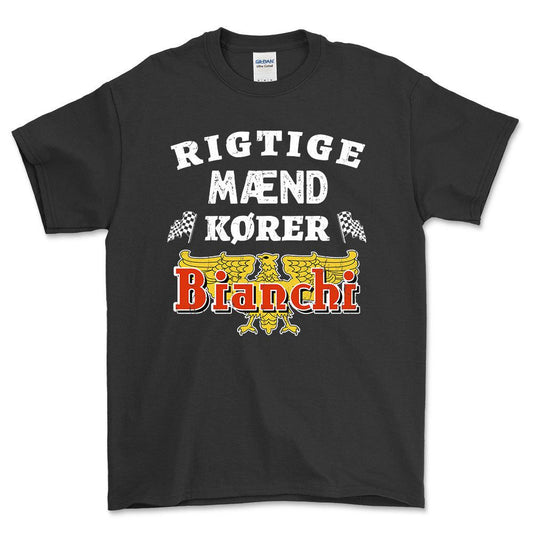 Bianchi Rigtige Mænd Kører - Unisex T-Shirt , Bomuld-Beklædning-Bianchi-Sort-S-Forside-Garage Culture Shop- garage - man cave - merchandise