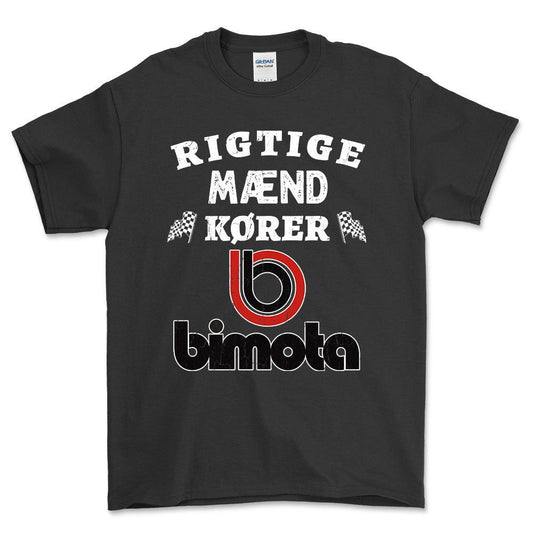 Bimota Rigtige Mænd Kører - Unisex T-Shirt , Bomuld-Beklædning-Bimota-Sort-S-Forside-Garage Culture Shop- garage - man cave - merchandise