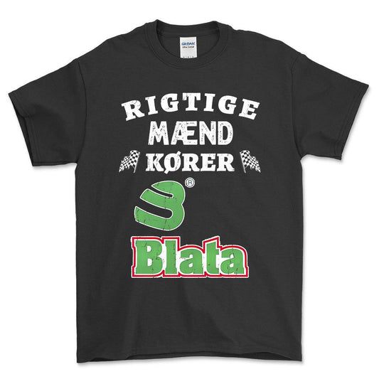 Blata Rigtige Mænd Kører - Unisex T-Shirt , Bomuld-Beklædning-Blata-Sort-S-Forside-Garage Culture Shop- garage - man cave - merchandise