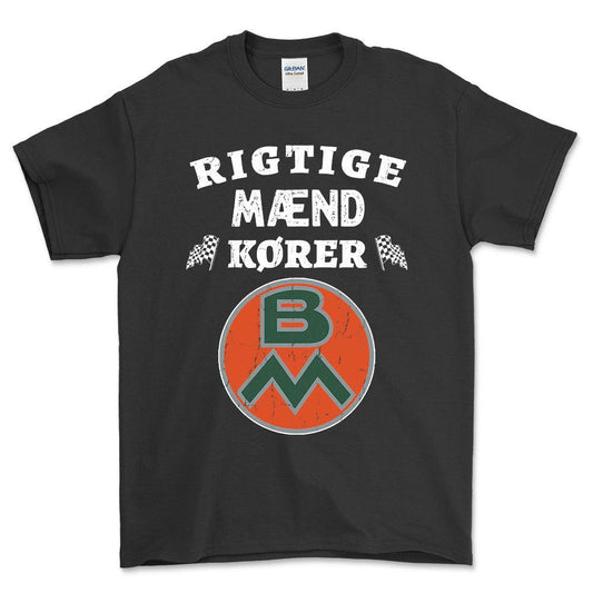 Bolinder Munktell Rigtige Mænd Kører - Unisex T-Shirt , Bomuld-Beklædning-Bolinder Munktell-Sort-S-Forside-Garage Culture Shop- garage - man cave - merchandise