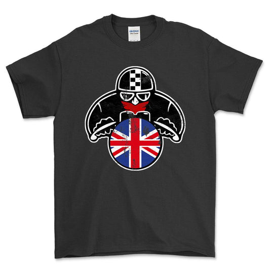 British Biker Vintage Style Unisex T-Shirt , Bomuld-Beklædning-Nr-Sort-S-Forside-Garage Culture Shop- garage - man cave - merchandise