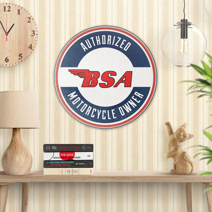 Bsa Authorized Motorcycle Owner, Runde Skilte , Musemåtte Rundt , Kop Underlag, Underlagssæt-Runde Skilte-BSA-Garage Culture Shop- garage - man cave - merchandise