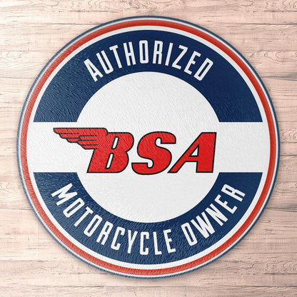 Bsa Authorized Motorcycle Owner, Runde Skilte , Musemåtte Rundt , Kop Underlag, Underlagssæt-Runde Skilte-BSA-Garage Culture Shop- garage - man cave - merchandise