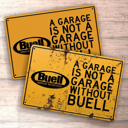 Buell A Garage Is Not A Garage Without Buell Skilte, Musemåtte, Dørmåtte-Skilte-Buell-Garage Culture Shop- garage - man cave - merchandise