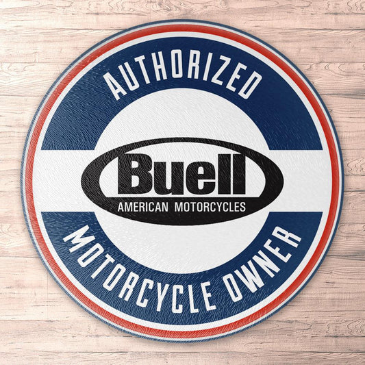 Buell Authorized Motorcycle Owner, Runde Skilte , Musemåtte Rundt , Kop Underlag, Underlagssæt-Runde Skilte-Buell-Garage Culture Shop- garage - man cave - merchandise