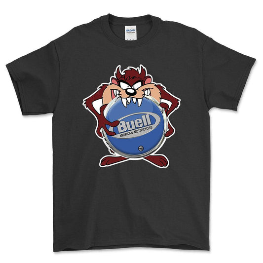 Buell TAZ Unisex T-Shirt , Bomuld-Beklædning-Buell-Sort-S-Forside-Garage Culture Shop- garage - man cave - merchandise