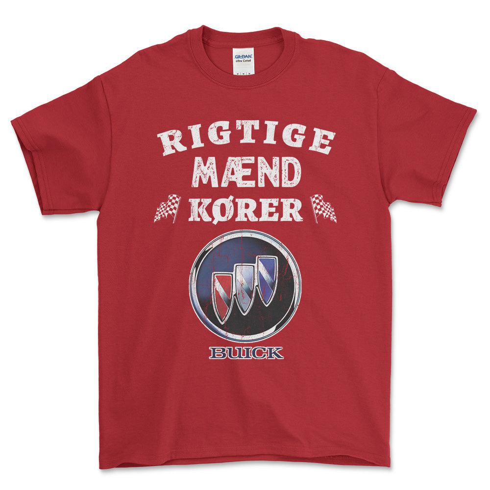 Buick Rigtige Mænd Kører Unisex T-Shirt , Bomuld-Beklædning-Buick-Rød-S-Forside-Garage Culture Shop- garage - man cave - merchandise