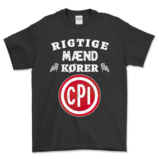 CPI Rigtige Mænd Kører - Unisex T-Shirt , Bomuld-Beklædning-CPI-Sort-S-Forside-Garage Culture Shop- garage - man cave - merchandise