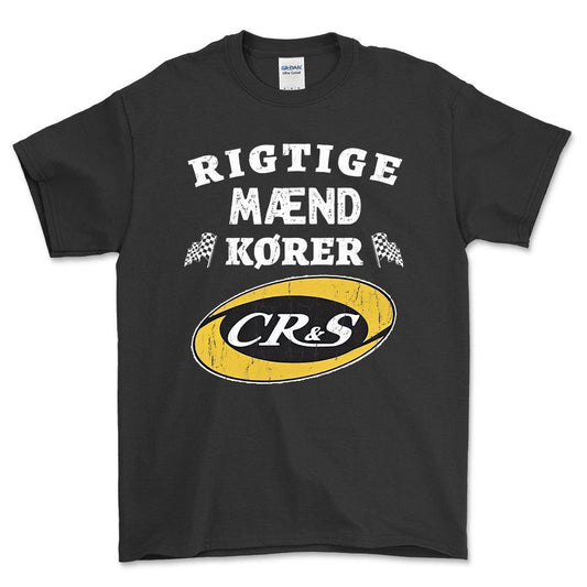 CR&S Rigtige Mænd Kører - Unisex T-Shirt , Bomuld-Beklædning-CR&S-Sort-S-Forside-Garage Culture Shop- garage - man cave - merchandise