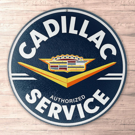 Cadillac Authorized Service, Runde Skilte , Musemåtte Rundt , Kop Underlag, Underlagssæt-Runde Skilte-Cadillac-Garage Culture Shop- garage - man cave - merchandise