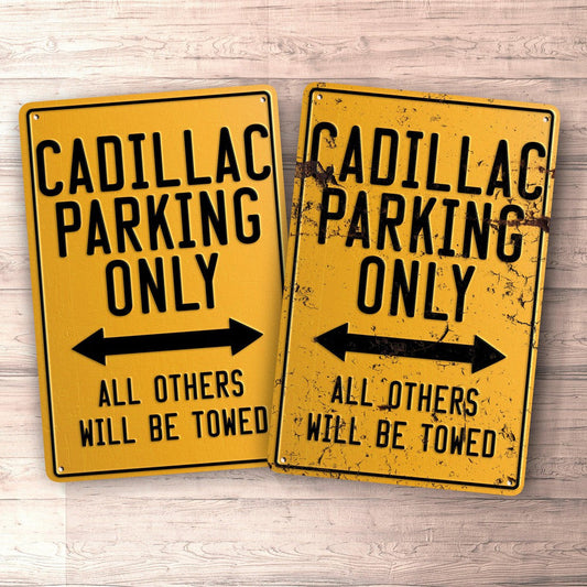 Cadillac Parking Only Skilte, Musemåtte, Dørmåtte-Parking skilte-Cadillac-Garage Culture Shop- garage - man cave - merchandise