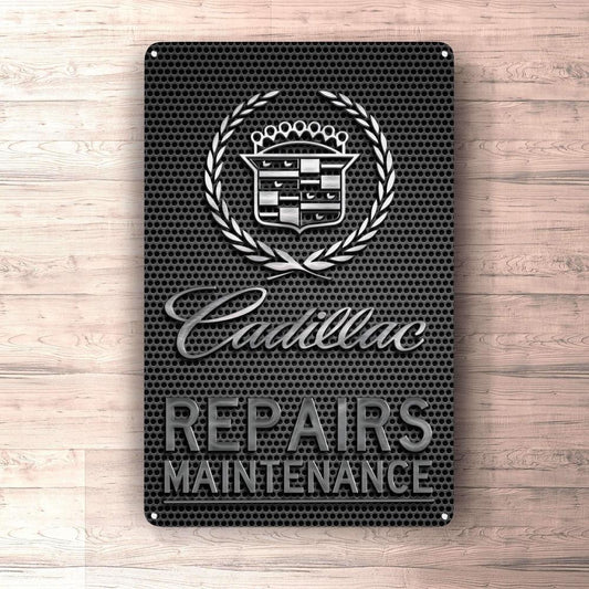 Cadillac Repairs Maintenance Skilte, Musemåtte, Dørmåtte-Skilte-Cadillac-Garage Culture Shop- garage - man cave - merchandise