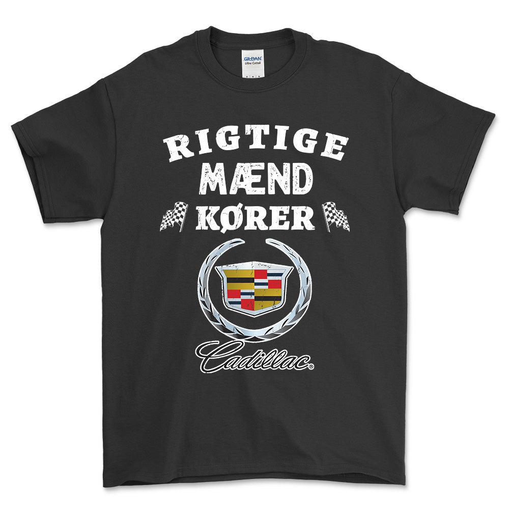 Cadillac Rigtige Mænd Kører - Unisex T-Shirt , Bomuld-Beklædning-Cadillac-Sort-S-Forside-Garage Culture Shop- garage - man cave - merchandise