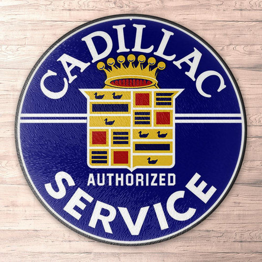 Cadillac Service Authorized Dealer, Runde Skilte , Musemåtte Rundt , Kop Underlag, Underlagssæt-Runde Skilte-Cadillac-Garage Culture Shop- garage - man cave - merchandise