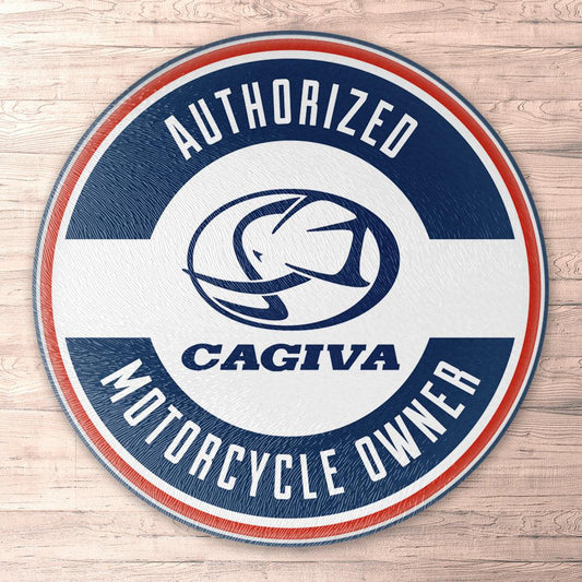 Cagiva Authorized Motorcycle Owner, Runde Skilte , Musemåtte Rundt , Kop Underlag, Underlagssæt-Runde Skilte-Cagiva-Garage Culture Shop- garage - man cave - merchandise