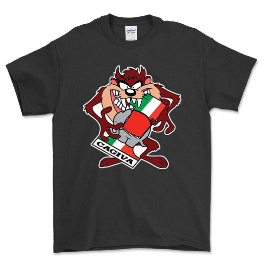 Cagiva TAZ Unisex T-Shirt , Bomuld-Beklædning-Cagiva-Sort-S-Forside-Garage Culture Shop- garage - man cave - merchandise