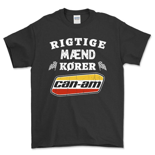 Can-Am Rigtige Mænd Kører - Unisex T-Shirt , Bomuld-Beklædning-Can-Am-Sort-S-Forside-Garage Culture Shop- garage - man cave - merchandise