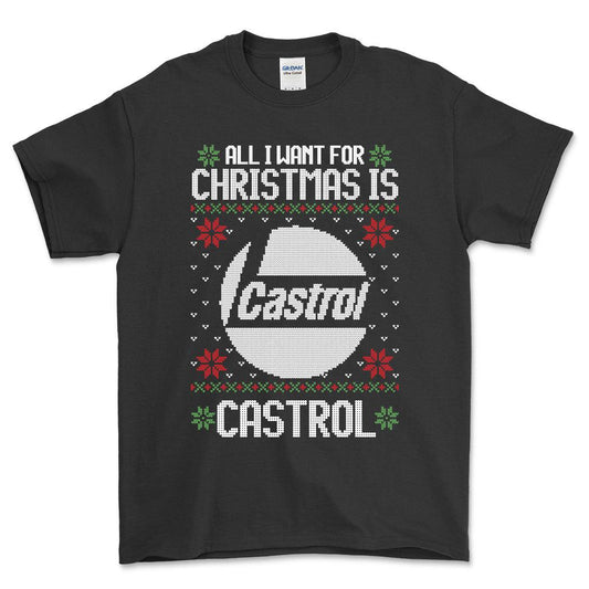 Castrol - All I Want For Christmas - Unisex T-Shirt , Bomuld-Beklædning-Motoroil-Garage Culture Shop- garage - man cave - merchandise