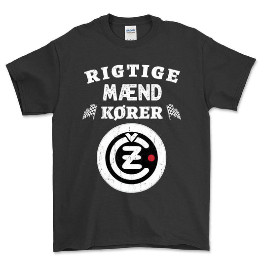 Cezeta Rigtige Mænd Kører - Unisex T-Shirt , Bomuld-Beklædning-Čezeta-Sort-S-Forside-Garage Culture Shop- garage - man cave - merchandise