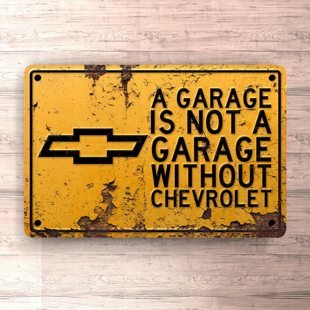 Chevrolet A Garage Is Not A Garage Without Chevrolet Skilte, Musemåtte, Dækkeserviet, Dørmåtte-Skilte-Chevrolet-Garage Culture Shop- garage - man cave - merchandise