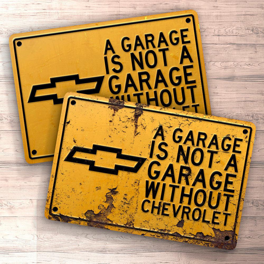 Chevrolet A Garage Is Not A Garage Without Chevrolet Skilte, Musemåtte, Dækkeserviet, Dørmåtte-Skilte-Chevrolet-Garage Culture Shop- garage - man cave - merchandise