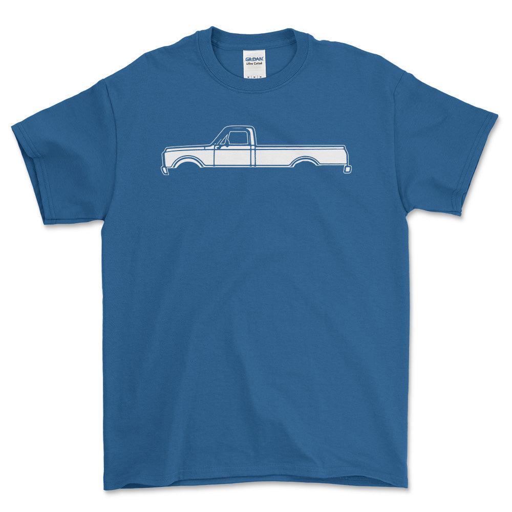 Chevrolet C20 Silhuet - Unisex T-Shirt , Bomuld-Beklædning-Chevrolet-Blå Royal-S-Forside-Garage Culture Shop- garage - man cave - merchandise