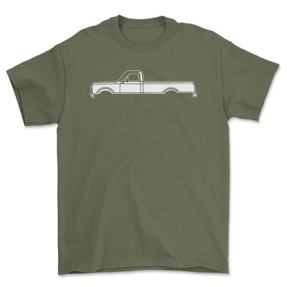 Chevrolet C20 Silhuet - Unisex T-Shirt , Bomuld-Beklædning-Chevrolet-Grøn Militær-S-Forside-Garage Culture Shop- garage - man cave - merchandise