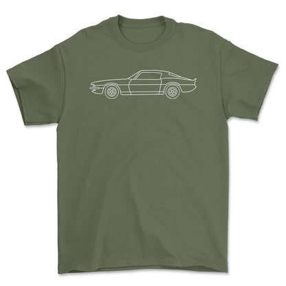 Chevrolet Camaro Z28 Outline - Unisex T-Shirt , Bomuld-Beklædning-Chevrolet-Grøn Militær-S-Forside-Garage Culture Shop- garage - man cave - merchandise