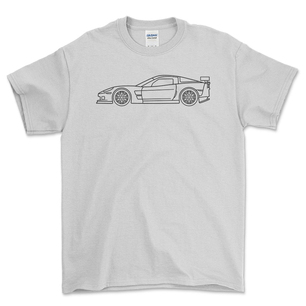 Chevrolet Corvette C6 ZR1 Outline - Unisex T-Shirt , Bomuld-Beklædning-Chevrolet-Hvid-S-Forside-Garage Culture Shop- garage - man cave - merchandise