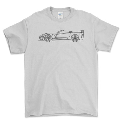 Chevrolet Corvette ZR1 Outline - Unisex T-Shirt , Bomuld-Beklædning-Chevrolet-Hvid-S-Forside-Garage Culture Shop- garage - man cave - merchandise