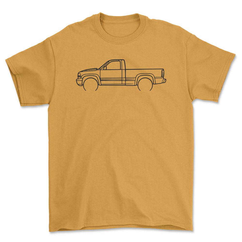 Chevrolet Silverado 21 Outline - Unisex T-Shirt , Bomuld-Beklædning-Chevrolet-Guld-S-Forside-Garage Culture Shop- garage - man cave - merchandise