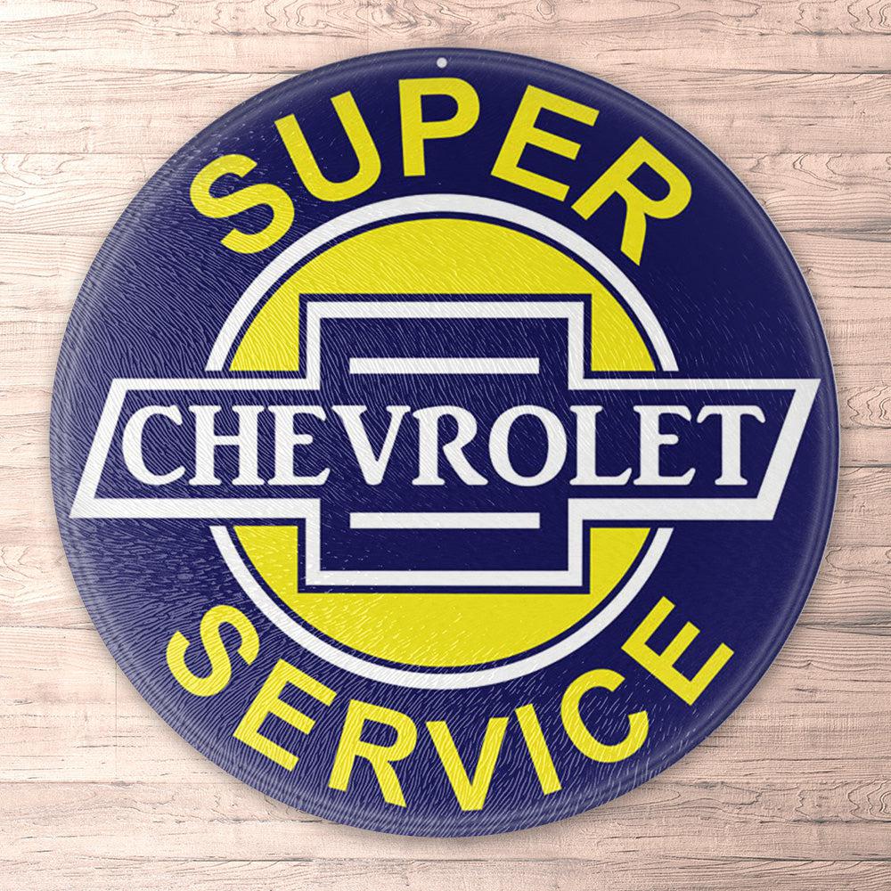 Chevrolet Super Chevrolet Service, Runde Skilte , Musemåtte Rundt , Kop Underlag, Underlagssæt-Runde Skilte-Chevrolet-Garage Culture Shop- garage - man cave - merchandise