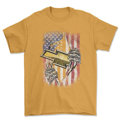 Chevrolet US Flag Unisex T-Shirt , Bomuld-Beklædning-Chevrolet-Guld-S-Forside-Garage Culture Shop- garage - man cave - merchandise