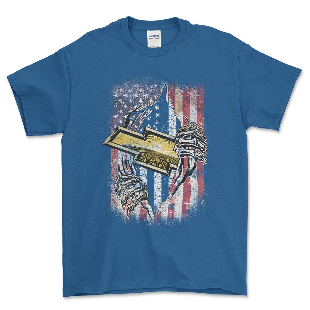 Chevrolet US Flag Unisex T-Shirt , Bomuld-Beklædning-Chevrolet-Blå Royal-S-Forside-Garage Culture Shop- garage - man cave - merchandise