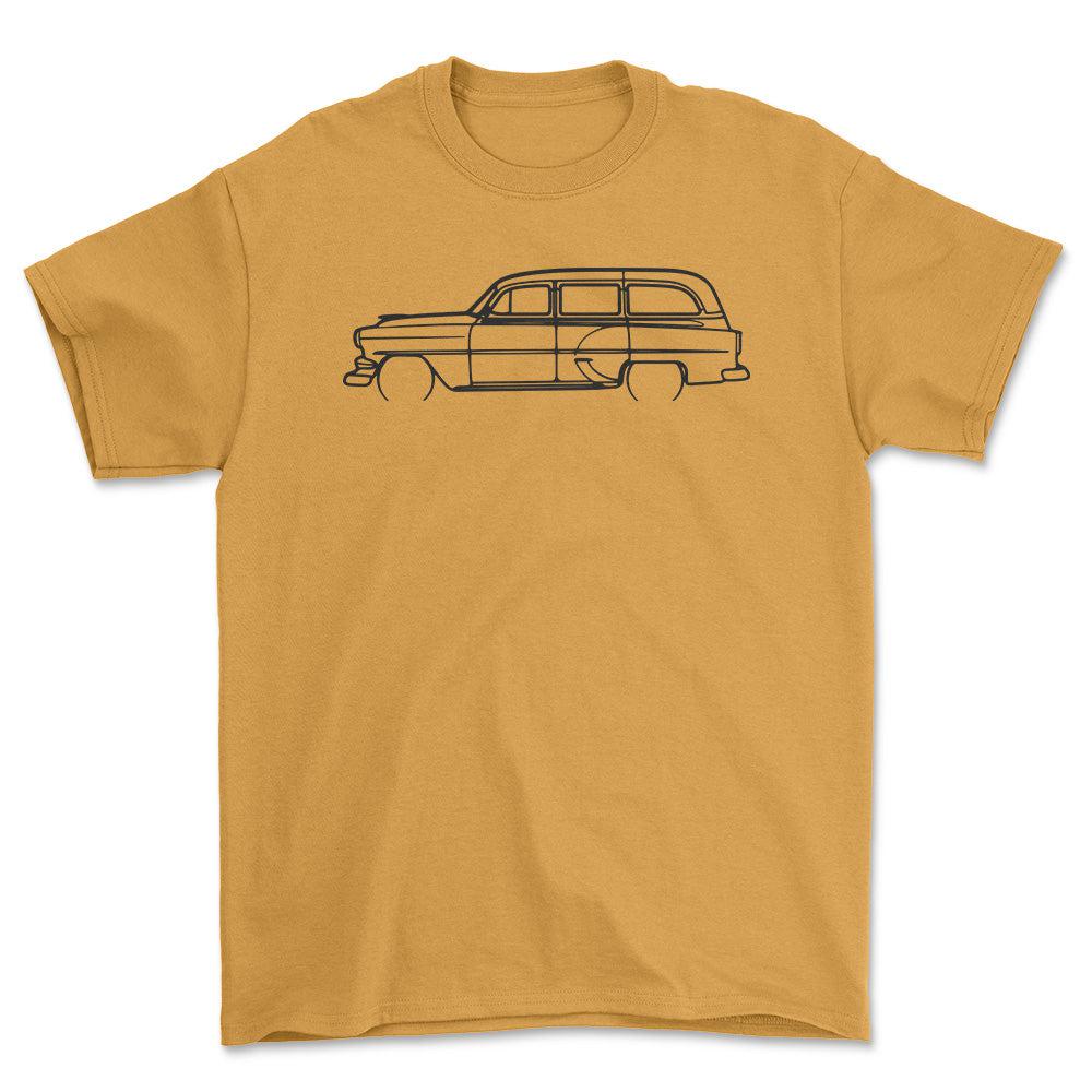 Chevrolet Wagon 1964 Outline - Unisex T-Shirt , Bomuld-Beklædning-Chevrolet-Guld-S-Forside-Garage Culture Shop- garage - man cave - merchandise