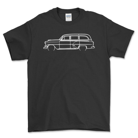 Chevrolet Wagon 1964 Outline - Unisex T-Shirt , Bomuld-Beklædning-Chevrolet-Sort-S-Forside-Garage Culture Shop- garage - man cave - merchandise