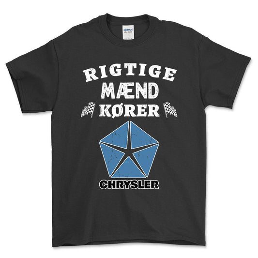 Chrysler Rigtige Mænd Kører - Unisex T-Shirt , Bomuld-Beklædning-Chrysler-Sort-S-Forside-Garage Culture Shop- garage - man cave - merchandise