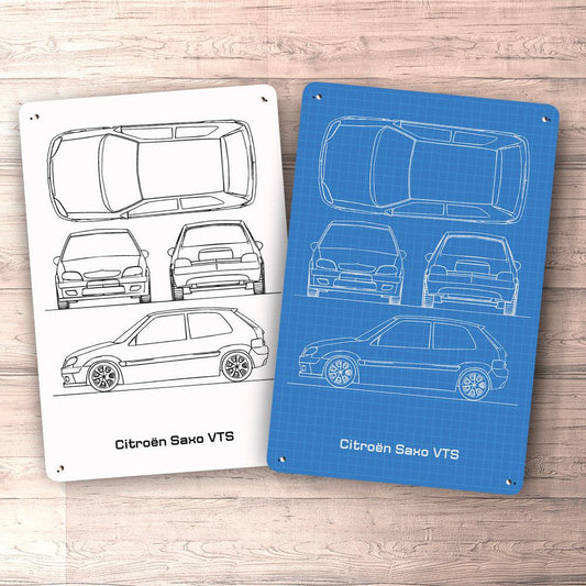 Citroen Saxo Vts Blueprint Skilte, Musemåtte, Dørmåtte-Blueprint-Citroen-Garage Culture Shop- garage - man cave - merchandise