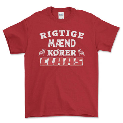 Claas Rigtige Mænd Kører - Unisex T-Shirt , Bomuld-Beklædning-Claas-Rød-S-Forside-Garage Culture Shop- garage - man cave - merchandise