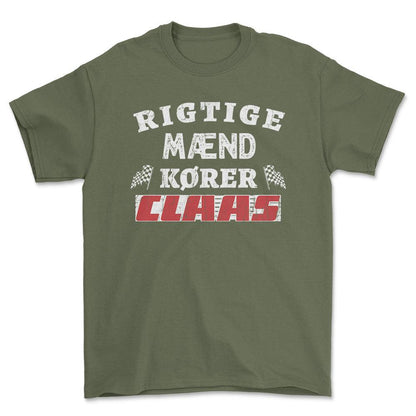 Claas Rigtige Mænd Kører - Unisex T-Shirt , Bomuld-Beklædning-Claas-Grøn Militær-S-Forside-Garage Culture Shop- garage - man cave - merchandise