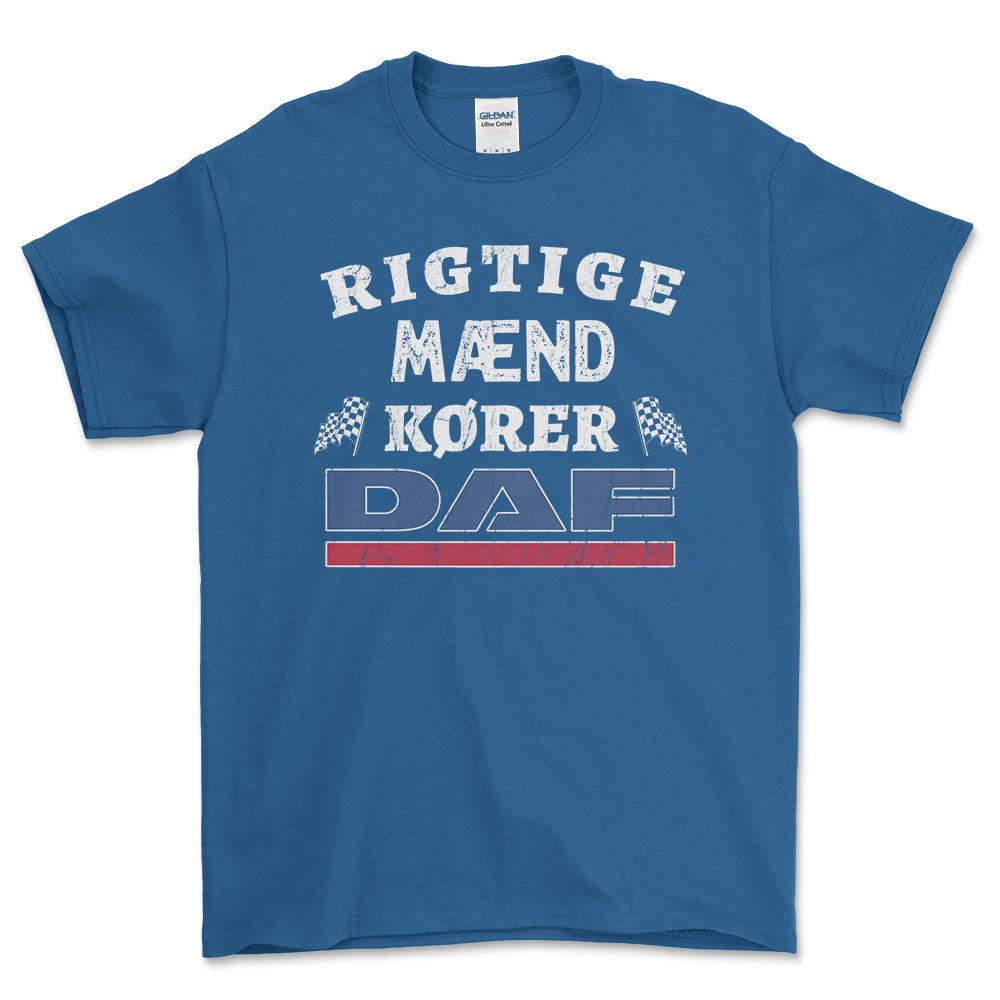 DAF Rigtige Mænd Kører - Unisex T-Shirt , Bomuld-Beklædning-DAF-Blå Royal-S-Forside-Garage Culture Shop- garage - man cave - merchandise