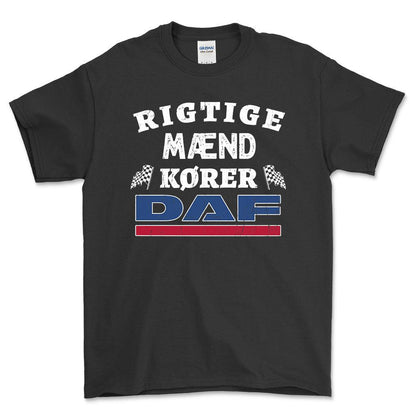 DAF Rigtige Mænd Kører - Unisex T-Shirt , Bomuld-Beklædning-DAF-Sort-S-Forside-Garage Culture Shop- garage - man cave - merchandise