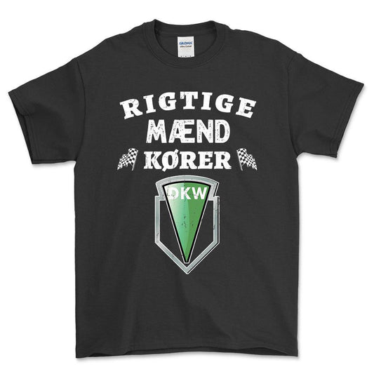 DKW Rigtige Mænd Kører - Unisex T-Shirt , Bomuld-Beklædning-DKW-Sort-S-Forside-Garage Culture Shop- garage - man cave - merchandise