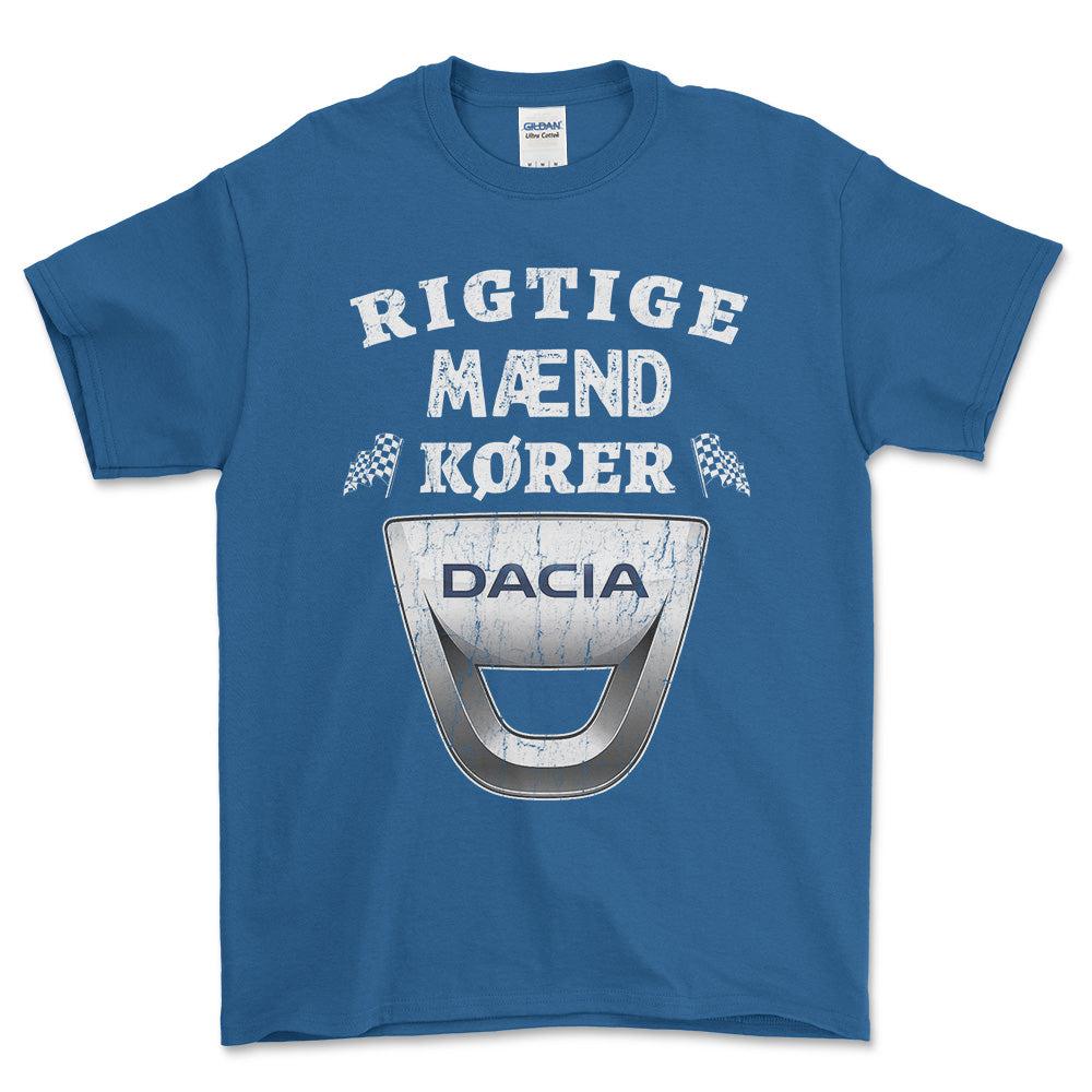 Dacia Rigtige Mænd Kører - Unisex T-Shirt , Bomuld-Beklædning-Dacia-Blå Royal-S-Forside-Garage Culture Shop- garage - man cave - merchandise