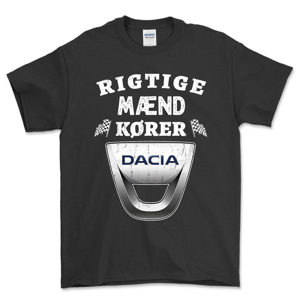 Dacia Rigtige Mænd Kører - Unisex T-Shirt , Bomuld-Beklædning-Dacia-Sort-S-Forside-Garage Culture Shop- garage - man cave - merchandise