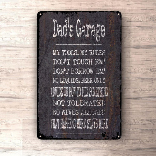 Dads Garage Rules 1 Skilte, Musemåtte, Dørmåtte-Skilte-Funny Garage-Garage Culture Shop- garage - man cave - merchandise